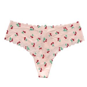 Victoria's Secret Cherry Print Thong Underwear Cream and Red Size Large